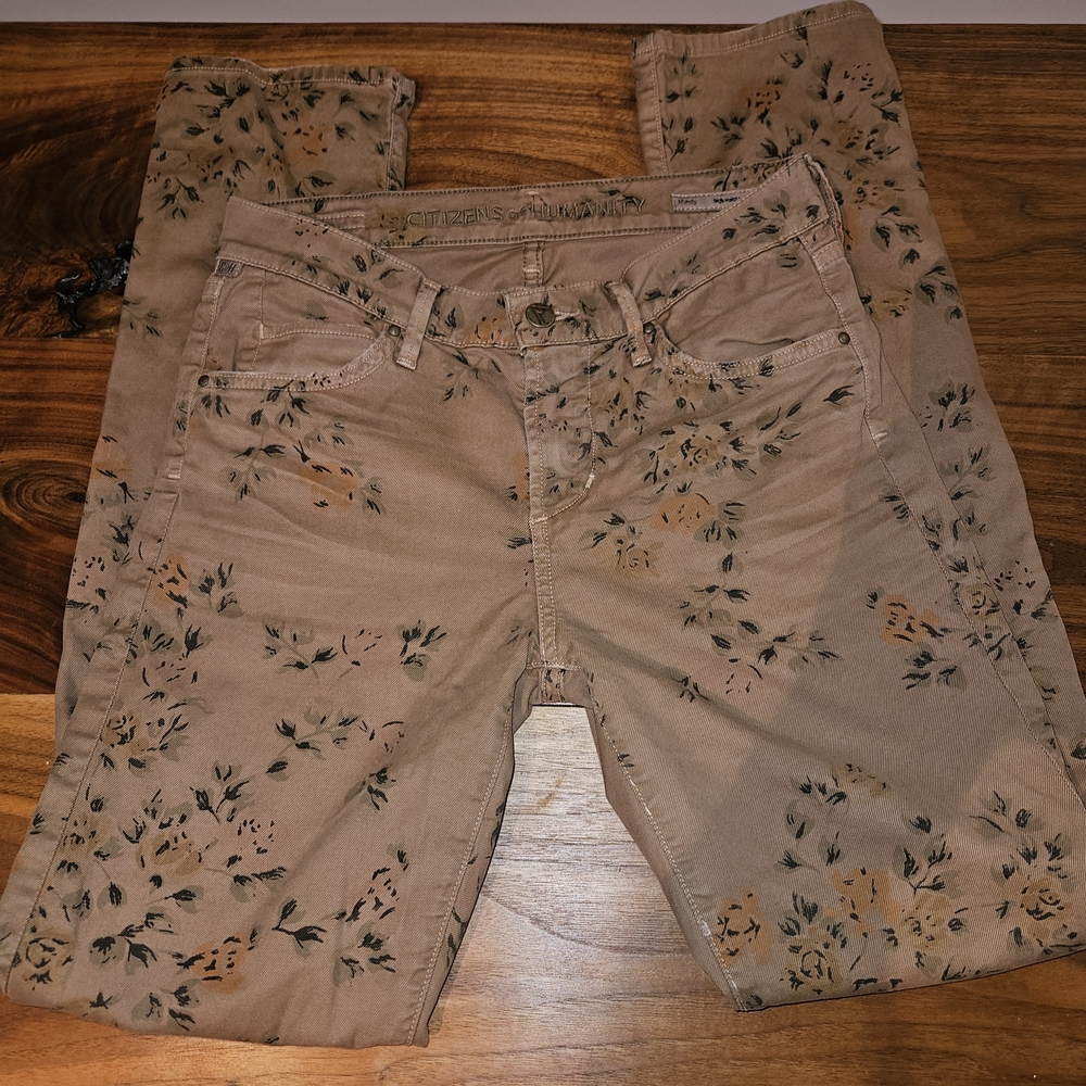 Citizens Of Humanity Floral Tan Straight Leg Jeans